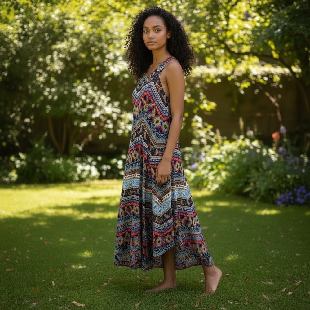 Paper Plane Colorful Aztec Print Maxi Dress Size 1X